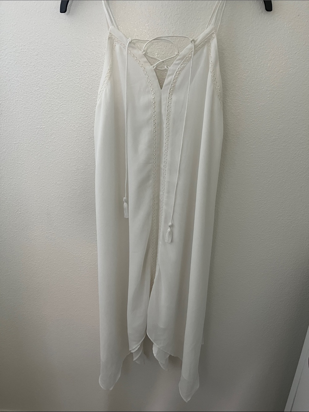 Stella Laguna Beach White Midi Dress with Tassel Tie